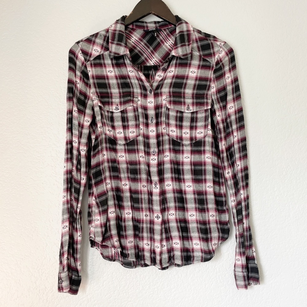 PAIGE Western Plaid Button Up Small